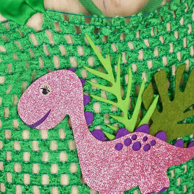 Robe de princesse quatre pièces pour filles, Costume d'halloween Cosplay, Tutu, motif Animal dinosaure, couleur verte, vêtements de fête d'anniversaire