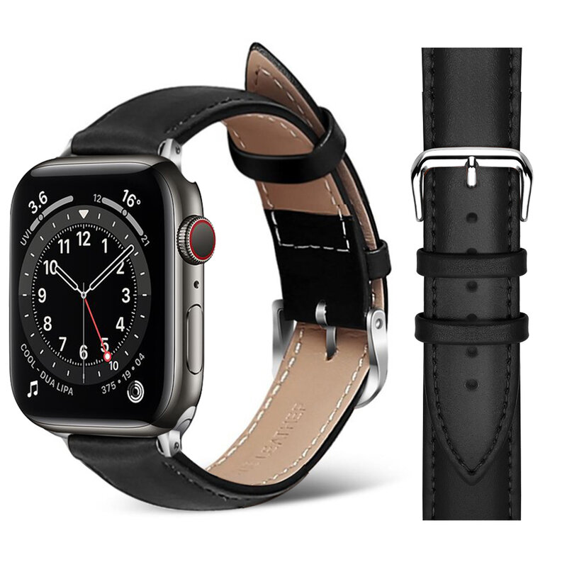 Tali Kulit Bisnis untuk Jam Tangan Apple 7 Band 44Mm 41Mm 38Mm 40Mm 45Mm 42Mm Gelang Jam Tangan Fashion Kulit Pria untuk Iwatch Se 654321