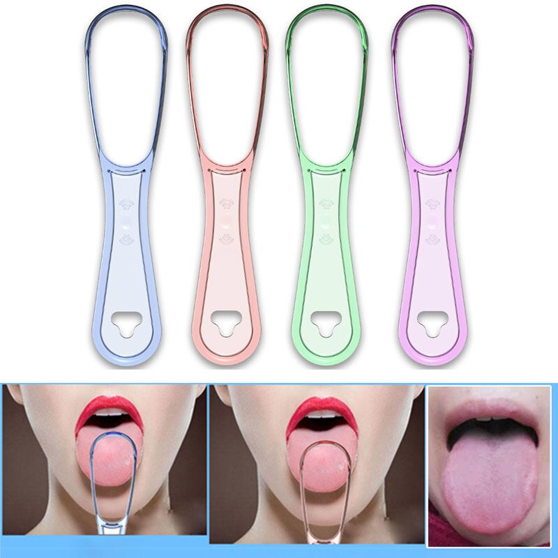 1pcs Tongue Scraper Fresher Breath Oral Care Cleaning Tool Silicone Hygiene Reusable Cleaning Tongue Scraper Brush