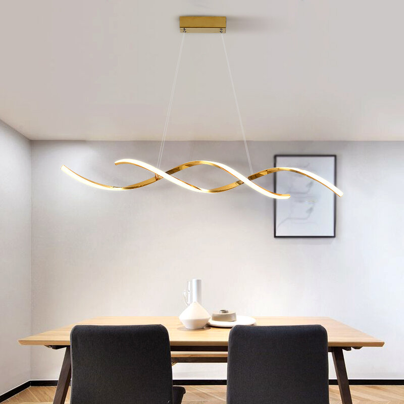 Lámpara de araña LED de estilo nórdico para comedor, luminaria de suspensión chapada en oro cromado, regulable, accesorios de lámpara colgante RC