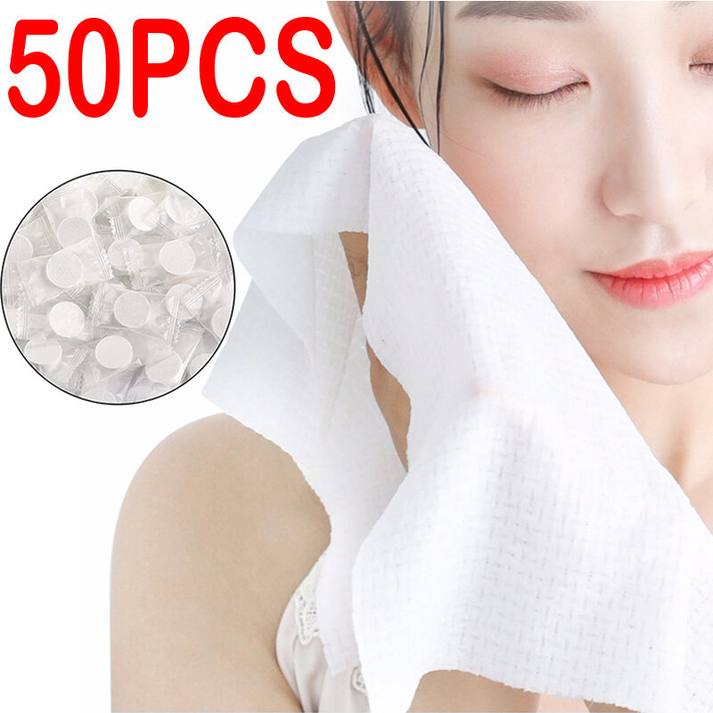 50PCS/Bag Disposable Compressed Towel Portable Travel Non-woven Face Towel Outdoor Essential Multipurpose Thicken Wet Tissues