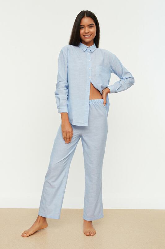 Trendyol-Conjunto de pijama tejido a rayas, ropa de dormir, THMAW21PT0175