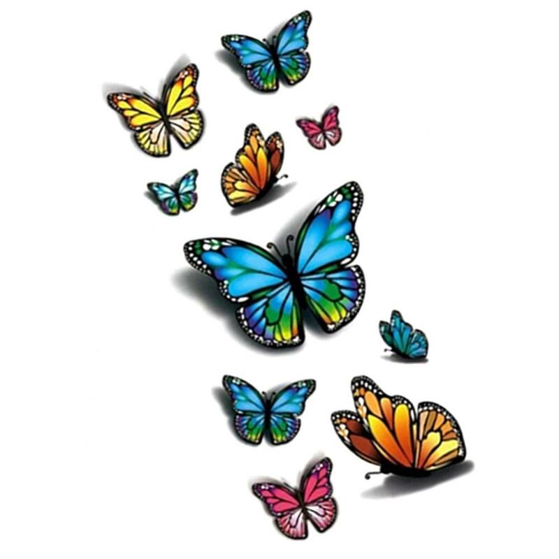 Adesivo arte da tatuagem adesivo 3d à prova d3d água tatuagem temporária removível multicolorido borboleta padrão adesivo