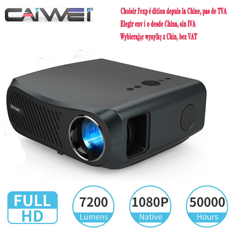 Caiwei Huis Projector Video Full Hd 1080P Resolutie Draadloze Airplay Cinema Keystone Correctie Movie Projector Groot Scherm