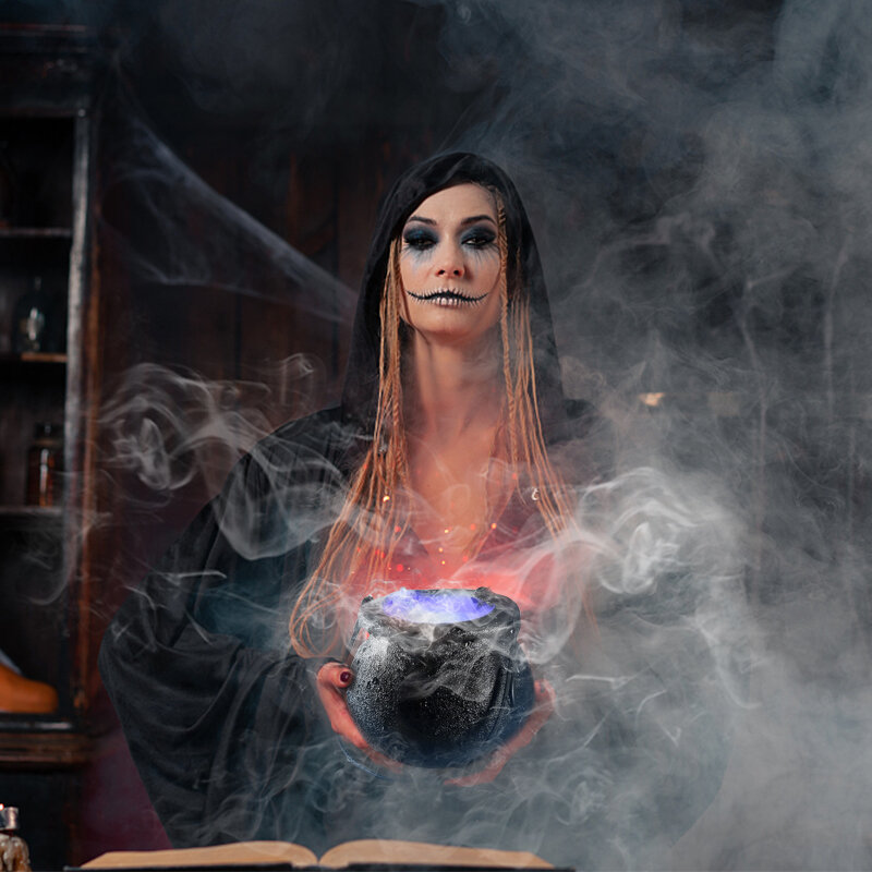Pot de sorcière coloré pour Halloween, nouveauté, chaudron à bonbons, Machine à fumée, brouillard, seau, ornement de fête, Festival, accessoires de décor d'ambiance