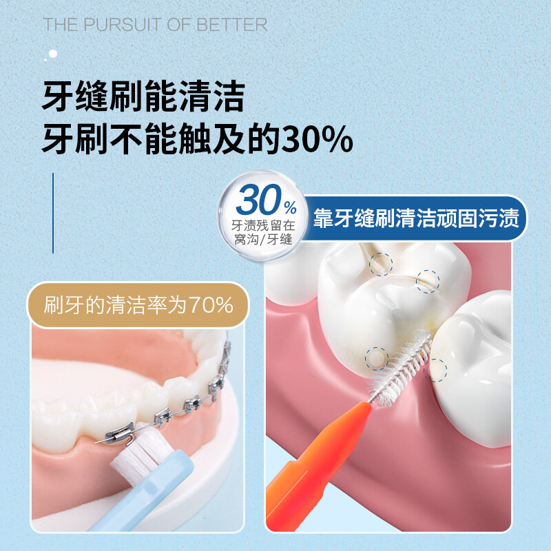 60 Buah 0.6-1.5Mm Sikat Interdental Perawatan Kesehatan Gigi Push-tarik Menghapus Makanan dan Plak Gigi Yang Lebih Baik Alat Kebersihan Mulut