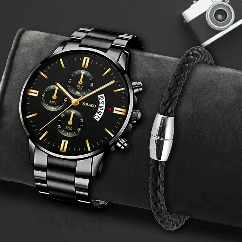Reloj hombre moda masculina relógio de aço inoxidável calendário luxo quartzo relógio de pulso relógios de negócios homem relógio relogio masculino