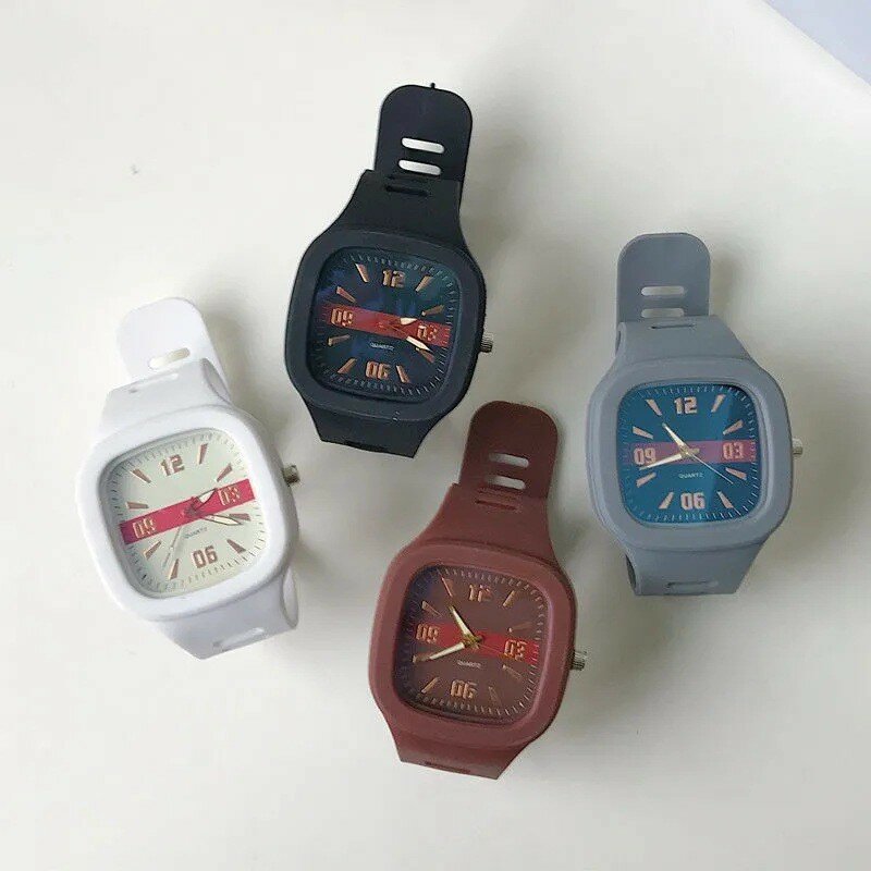 Simples quadrado moda feminina borracha relógios 2022 esporte estilo quartzo relógios de pulso para meninas senhoras zegarek damski transporte da gota