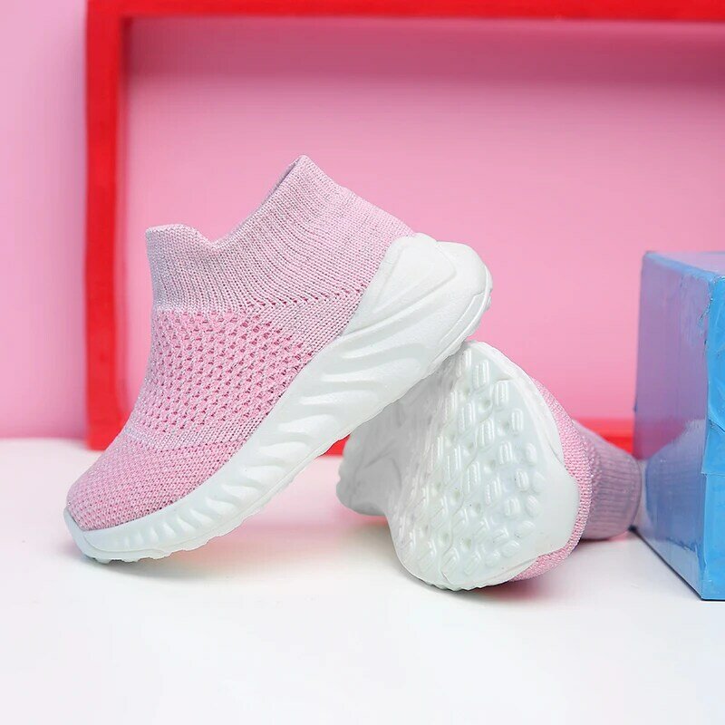 Кроссовки-носки детские сетчатые, дышащие, вязаные, Нескользящие, мягкая спортивная обувь для мальчиков и девочек
