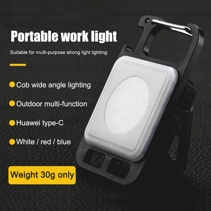 Mini linterna LED de trabajo recargable, luz COB brillante, llavero, portátil, para acampar al aire libre, Sacacorchos de luz pequeña