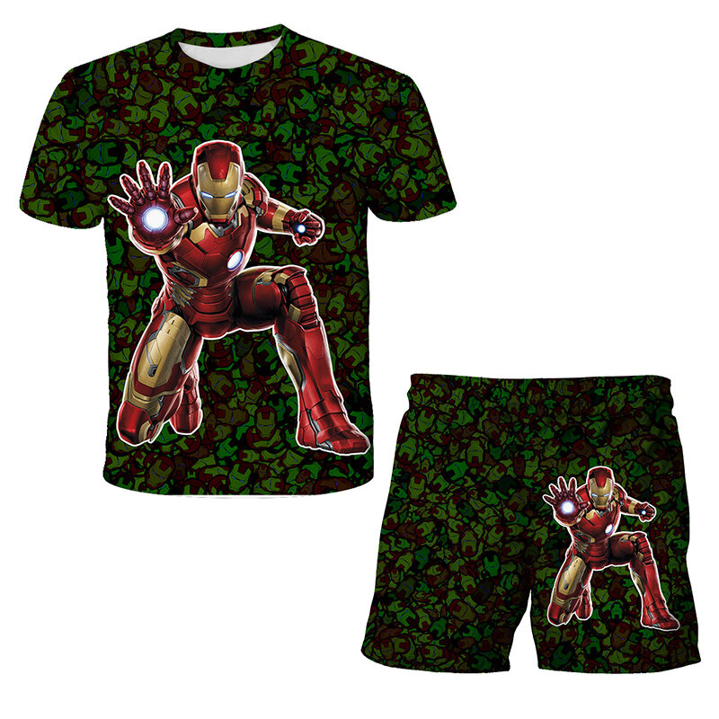 Camiseta de Hulk de Marvel para niños, conjuntos de 2 piezas, Superhéroes, Capitán Américo, Spiderman, conjuntos de ropa de dibujos animados