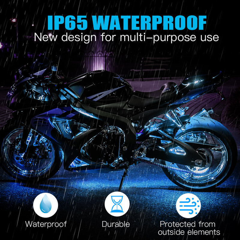 Led carro da motocicleta decorativa lâmpada ambiente flexível luzes de tira 5050 smd app controle som rgb à prova dwaterproof água moto atmosfera luz
