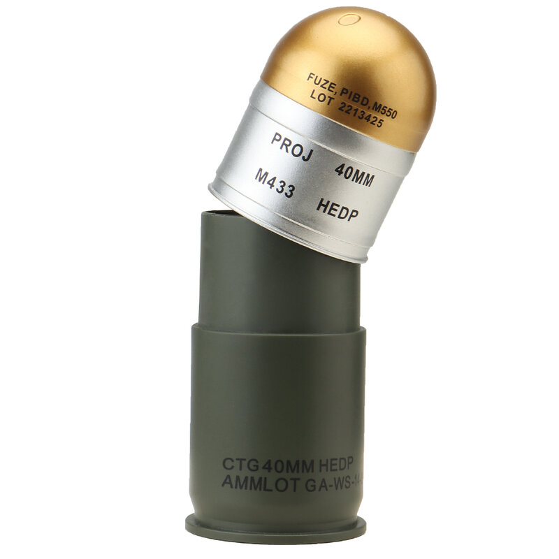 戦術エアガンM433 hedp 40ミリメートルダミー手榴弾モデル3パック安全ケースペイントボールシューティング玩具コレクションのギフトミニ収納ボックス
