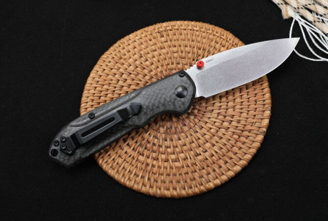 Cuchillo plegable con mango de fibra de carbono BM 565, Cuchillos militares de bolsillo de defensa de seguridad para acampar al aire libre, EDC Tool-BY81
