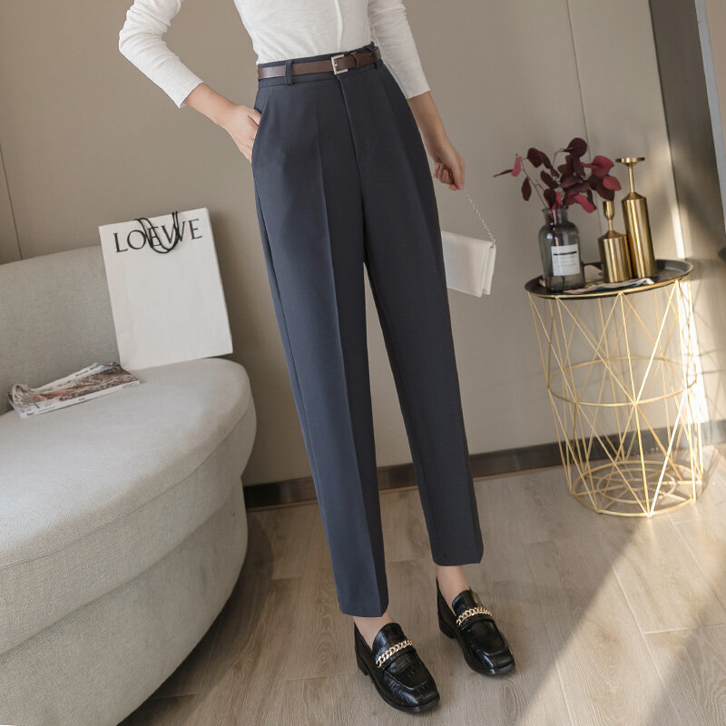Calças terno das mulheres de cintura alta em linha reta moda feminina calças retas ternos casuais S-XL novas calças femininas harajuku 251b