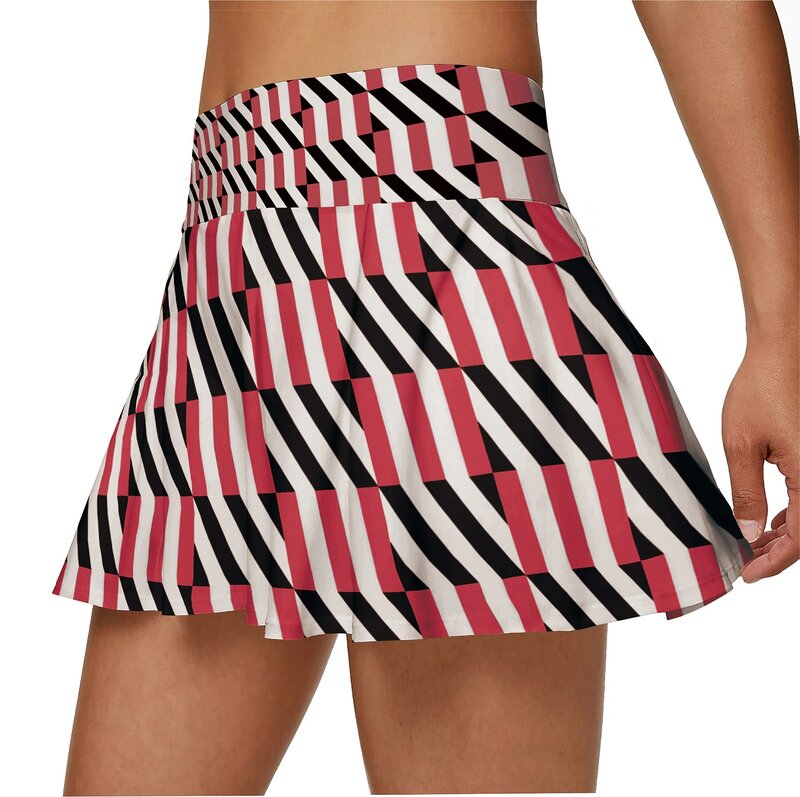 Damska Badminton Golf plisowana spódnica taniec bieganie Fitness 2 kieszenie odzież sportowa wysoka talia dwuwarstwowe tenisowe spódnice golfowe