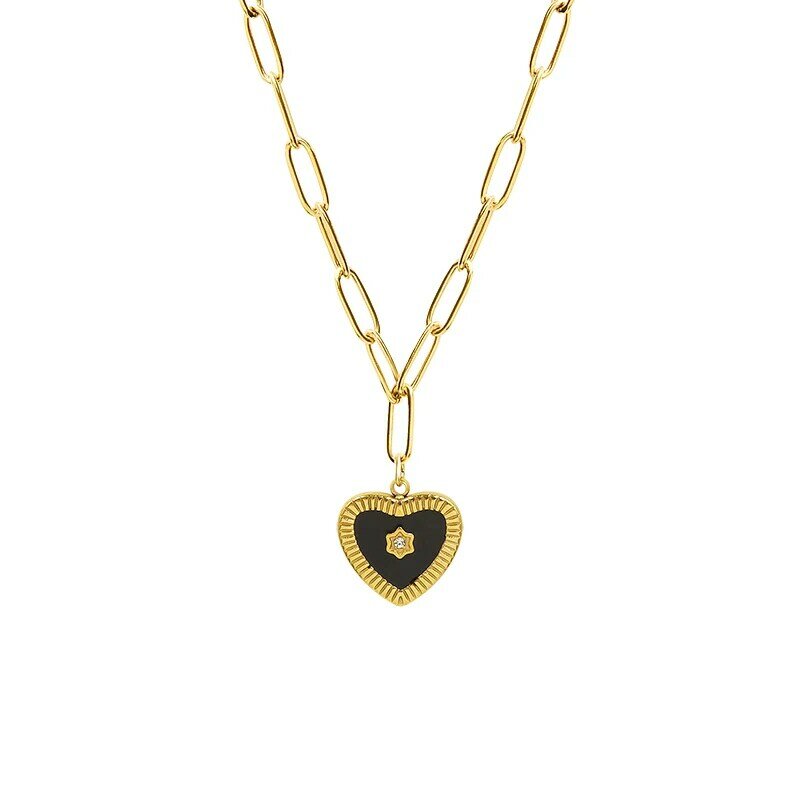 Collier pendentif cœur de Spades pour femmes, en acier inoxydable, mignon, en forme de cœur, cadeau pour filles, tendance