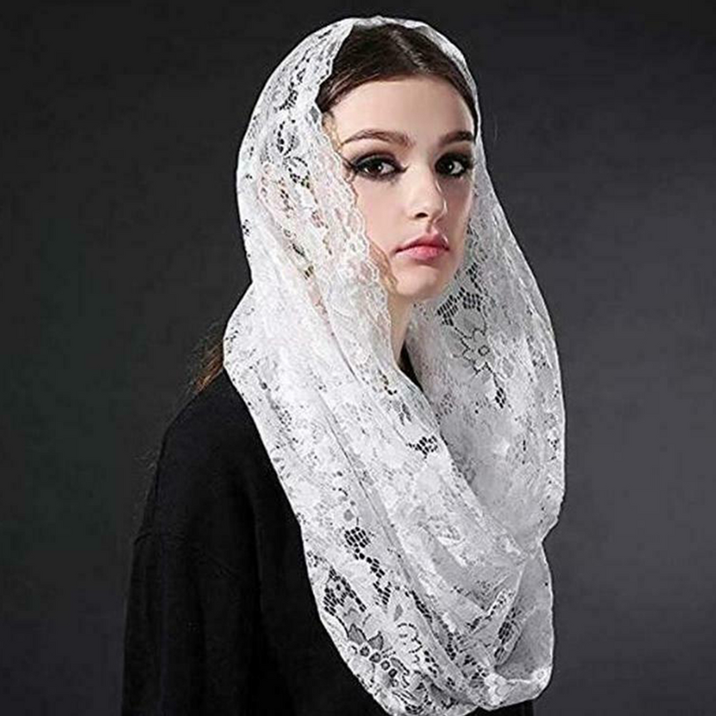 Biały szal kobiety szykowny katolicyzm welon szalik, narzuta kreatywna chustka panna młoda