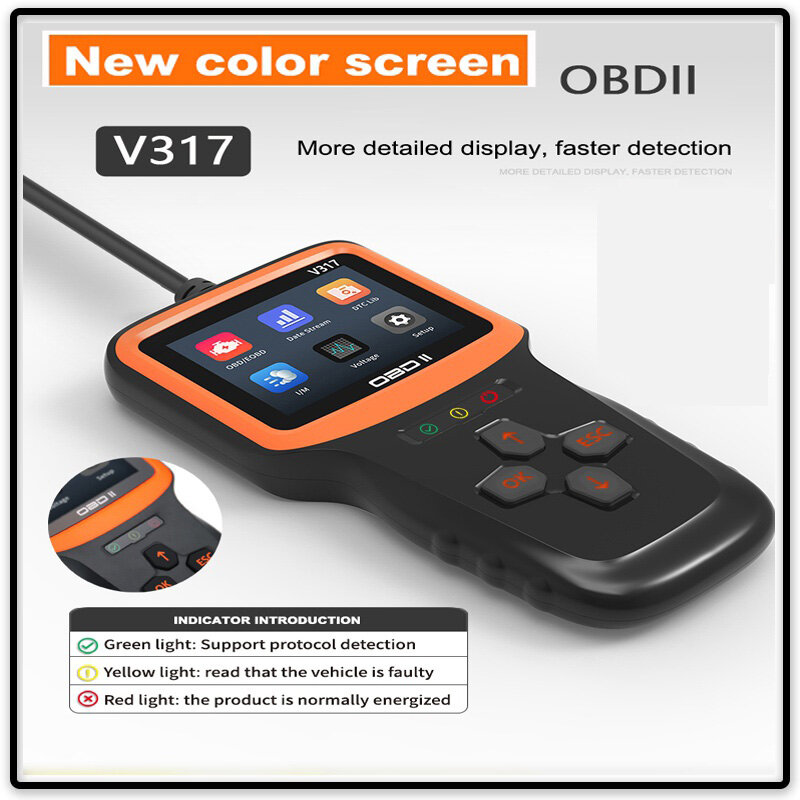 자동차 전체 OBD2 /EOBD 코드 리더 스캐너 자동차 전문 OBDII 진단 도구 V317 자동차 OBD2 스캐너