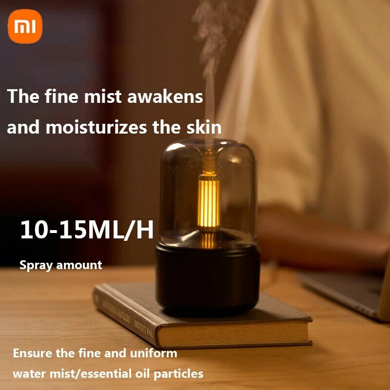 Xiaomi diffusore di aromi a lume di candela portatile 120ml umidificatore elettrico USB Cool Mist Maker Fogger 8-12 ore con luce notturna