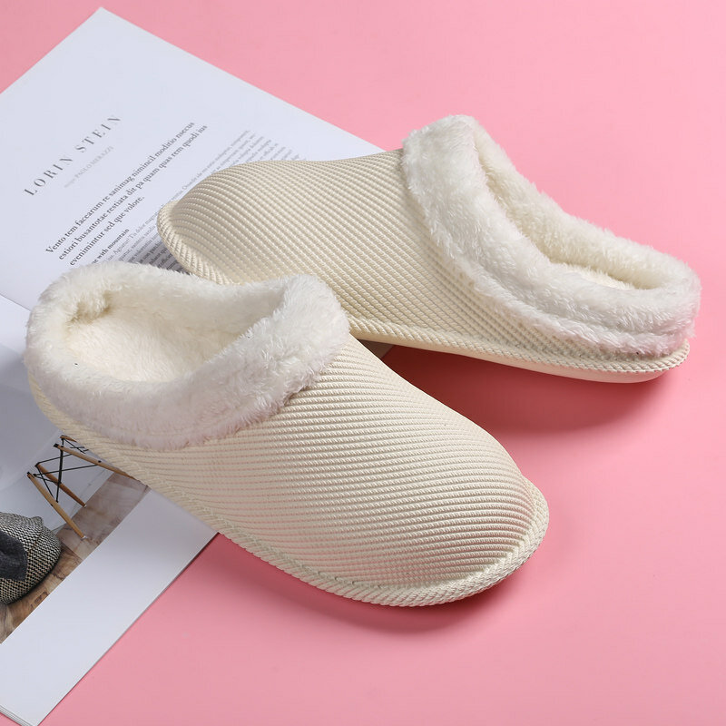 New Slippers Women Home Couple Shoes Women Plush Home Slippers for Women Winter Warm Slides Bedroom Female Shoes Chaussure Femme