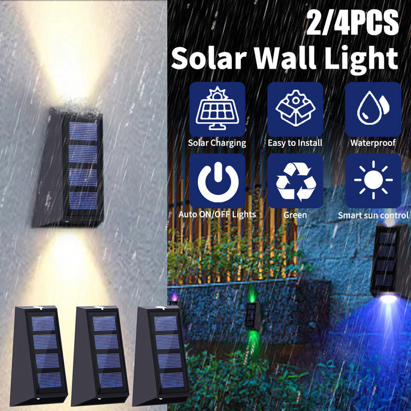 LITOM-lámpara Solar LED para jardín, luces impermeables para camino, pared, valla, balcón, luz Solar