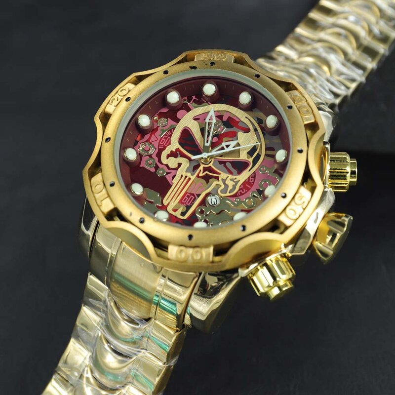 Invicto aaa original reserva parafuso zeus relógios homem invencível 18k grande dial ouro aço inoxidável relógios masculinos relogio masculino