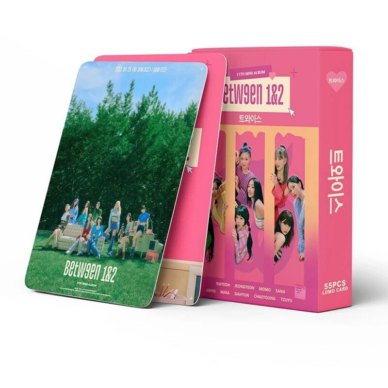 Kpop Duas Vezes Novo Álbum entre 1 e 2 Cartão Lomo, HD Impresso Cartões Fotográficos para Fãs, Coleção Cartões Postais, 55Pcs por Conjunto