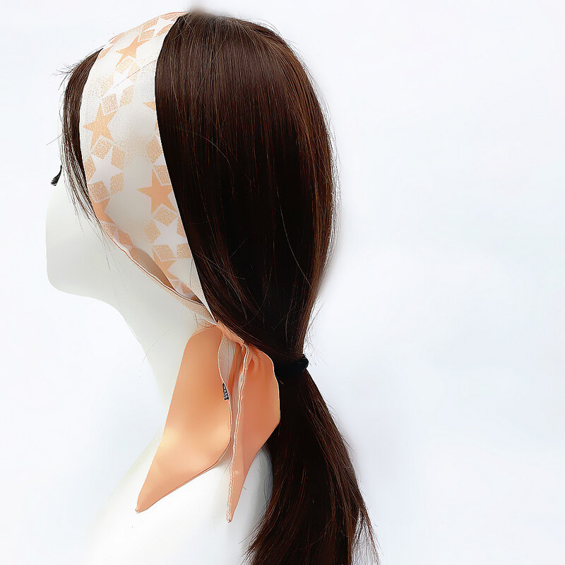 Lenço longo estreito para as mulheres de cinco pontos estrela impressão fita bandana feminino neckerchief alça saco decoração acessórios para o cabelo