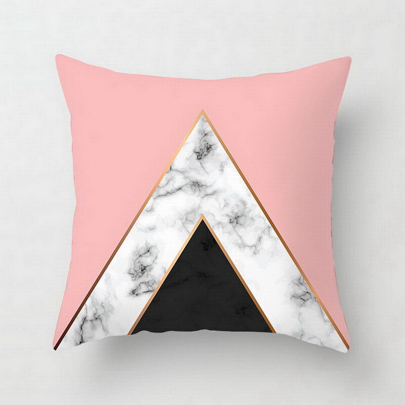Розовый геометрический абстрактный декоративный чехол для подушек, мраморный узор с цветами дизайнерский белый и черный серый дешевый чех...