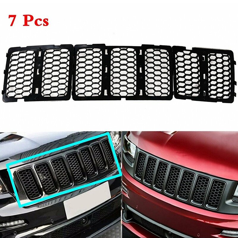 Car Black Front Grille Inserts Trim Mesh Kit for Jeep Grand Cherokee 2014-2016-boom
