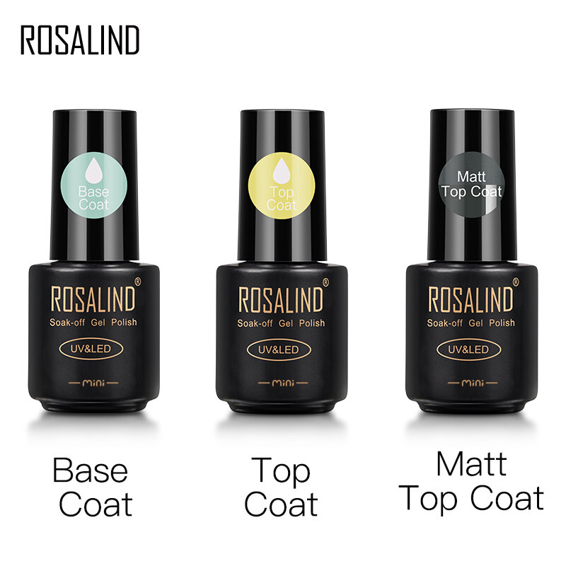 Rosalind 7ml gel polonês de longa duração superior e base casaco reforçar vernizes híbridos manicure gel laca unha arte primer