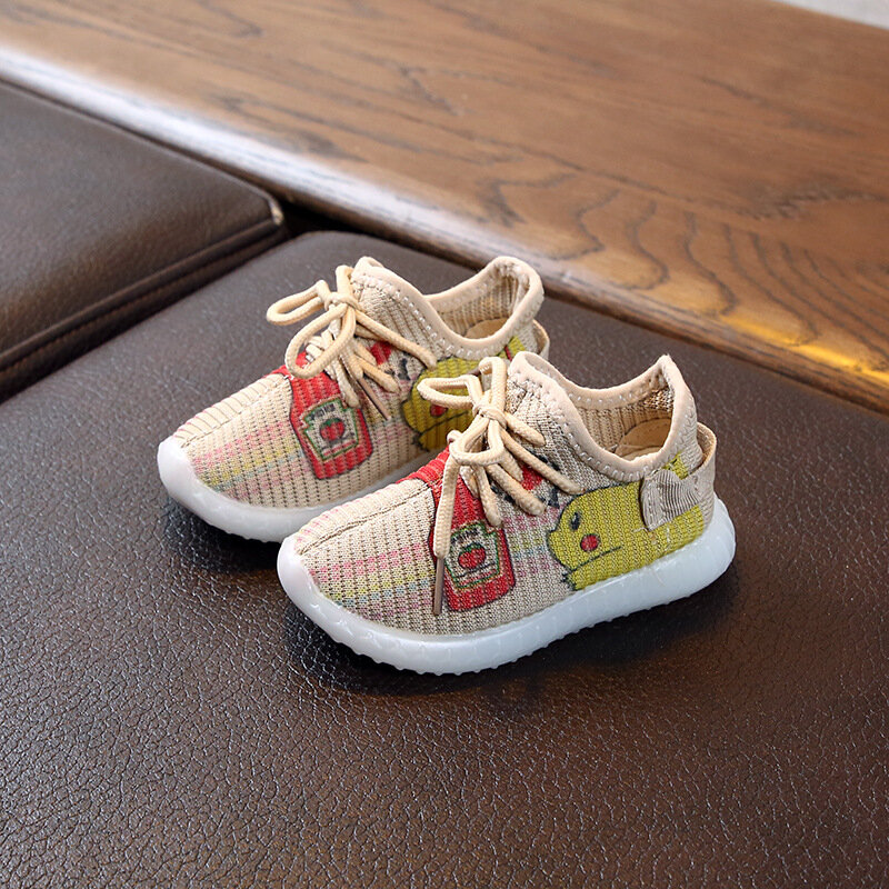 Crianças novas sapatos respirável dos desenhos animados da criança sapatos de bebê para meninos e meninas voando tecido esportes sneaker primeiros caminhantes botas