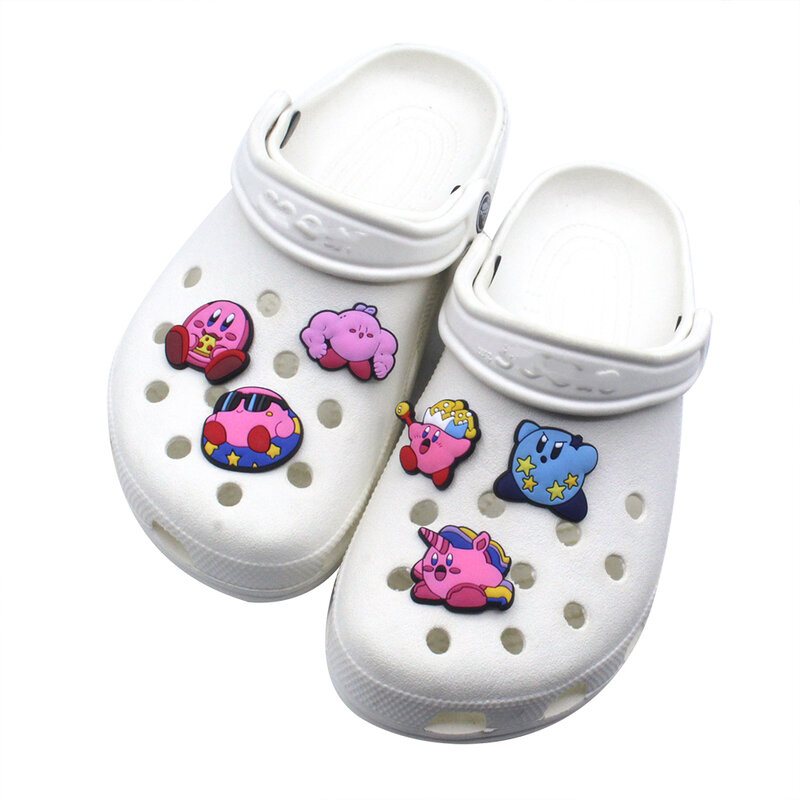 Single Sale 1pcs Game Stars Kiby Shoe Charm Accessories Children Decorations Fit Wristband Croc Jibz Charm Party Gifts Wholesale