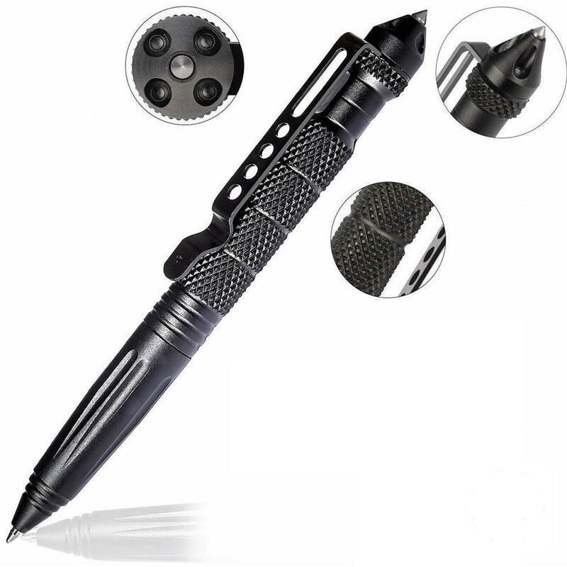 Multipurpose Schrijven Pen Balpen Stalen Penpunt Anti-Skid Pen Draagbare Pen Met Zwarte Inkt Refill Outdoor Gebruik Veiligheid Beschermen zelf