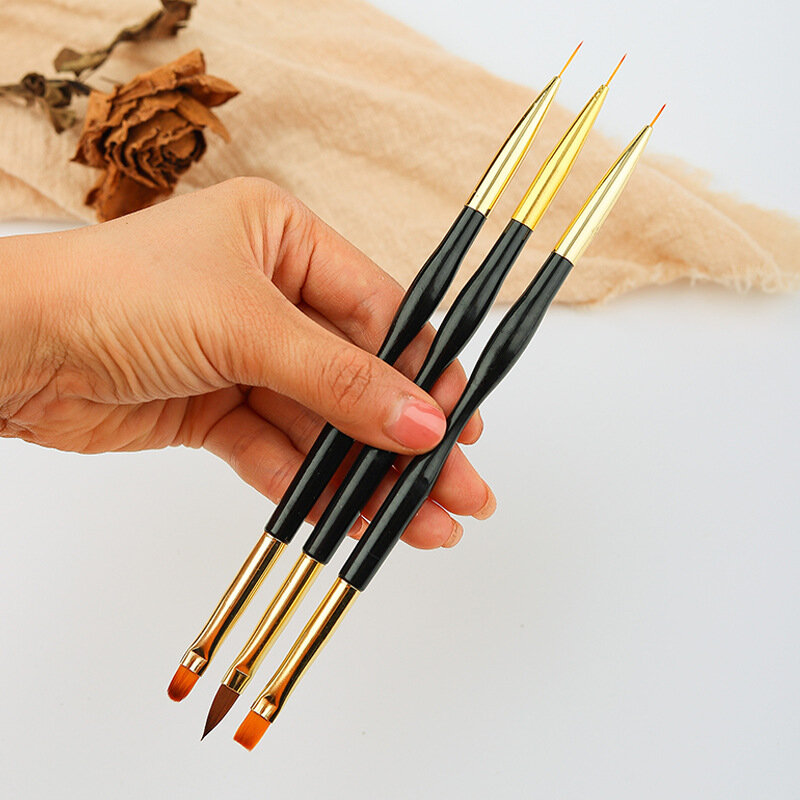 1/3Pcs Acryl Franse Streep Nail Art Liner Brush 3D Tips Manicuring Ultra-Dunne Lijn Tekening Pen uv Gel Penselen Schilderen Gereedschap