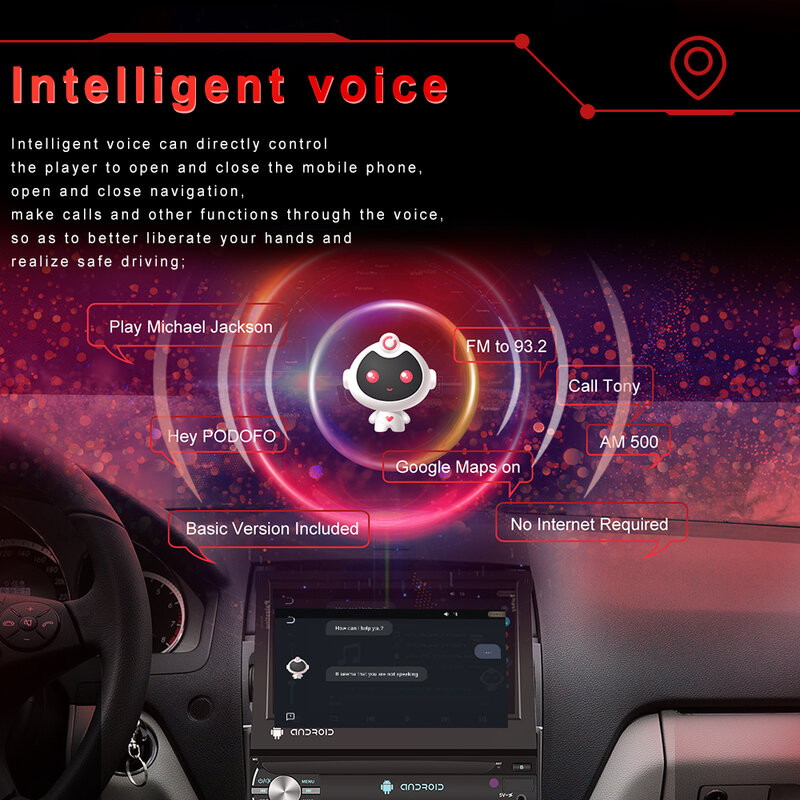 Podofo 1Din Car Radio 7“ Retractable Screen Multimedia Video Player Autoradio Universal CarPlay Android MP5 Radio for Vehicle