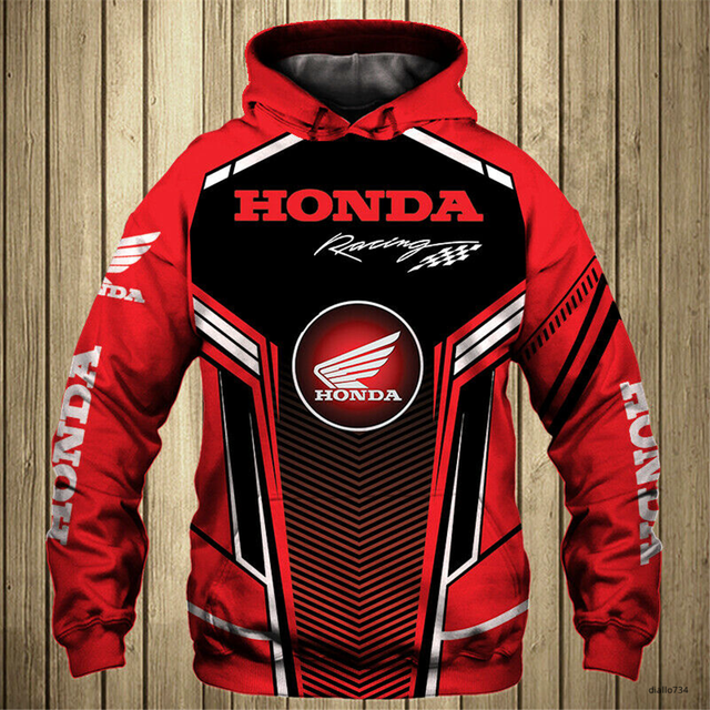 2022 Nieuwe Honda Motorsport Mannen Hoodie Sweatshirts 3D Digital Printing Hooded Trui Mode Jas Casual Sportswear