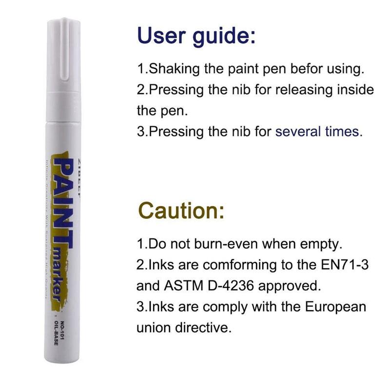 3Pcs สีขาวปากกาทาสีสีเครื่องหมายกันน้ำยางรถยนต์น้ำมันปากกาทาสี Set Pulpen Quick แห้งและถาวร