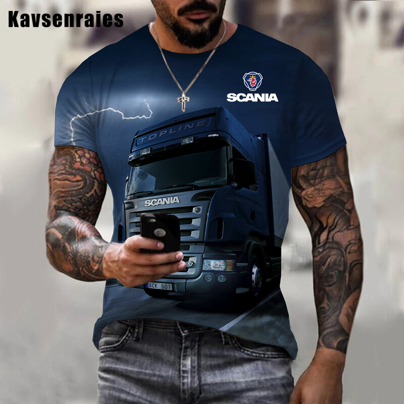 2022 High Quality Heavy Truck 3D T-shirt Men Women Summer Fashion Casual T Shirt Tractor Truck Print Streetwear Oversized Tops