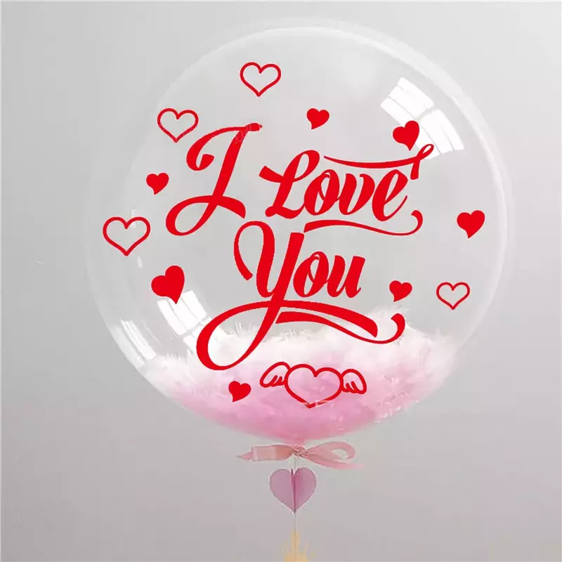 Diy balon naklejki czerwony kocham cię Bobo przezroczysty balon naklejki ślub walentynki dekoracja urodzinowa