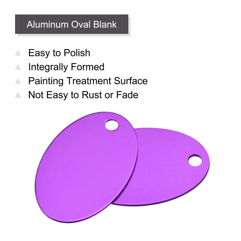 Uxcell – étiquettes ovales en aluminium, étiquette vierge en métal, 25x38mm, violet pour artisanat, décoration pendentif, paquet de 25