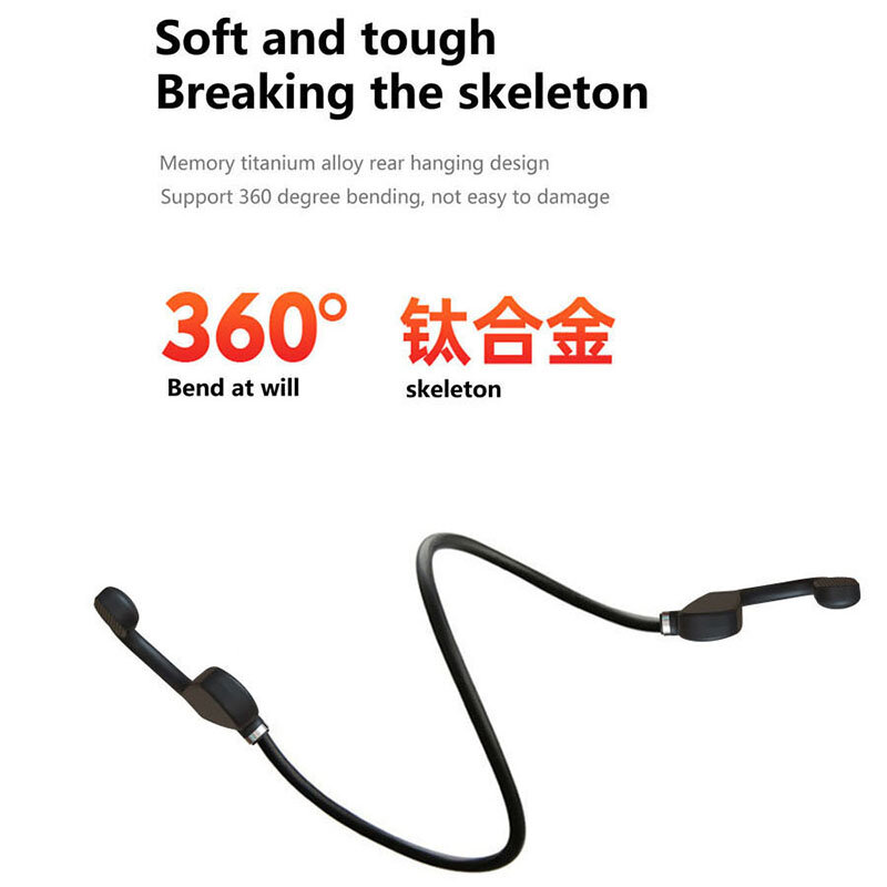 Earphone Konduksi Tulang Headphone Bluetooth Nirkabel Earbud Stereo Suara Surround Headset Tahan Air Olahraga dengan Mikrofon