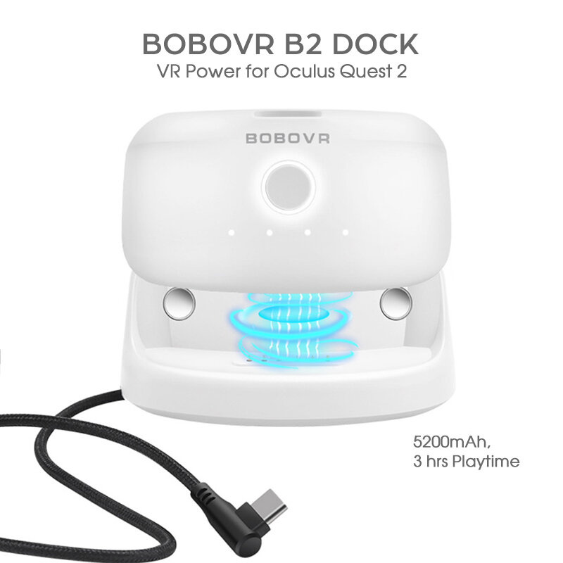 BOBOVR B2 Dock 5200mAh Batterie Pack für Oculus Quest2/Quest Pro für PICO4 VR Verbesserte 3 stunden Spielzeit kompatibel mit Elite Strap