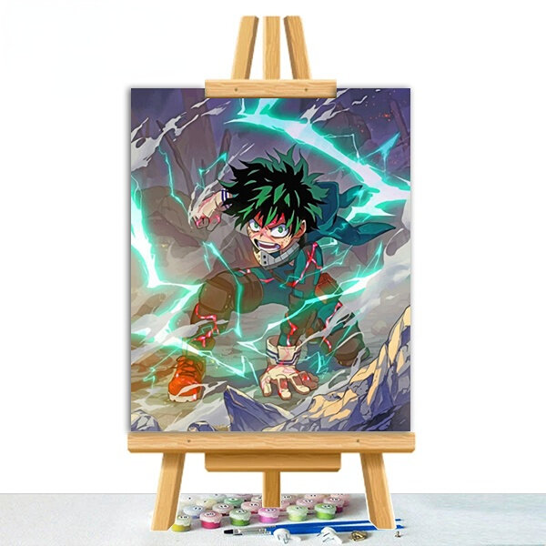 cross language Green hair boy Picture DIY Anime Canvas For Drawing Zero-based Coloring Paint By Numbers For Adults Home decor