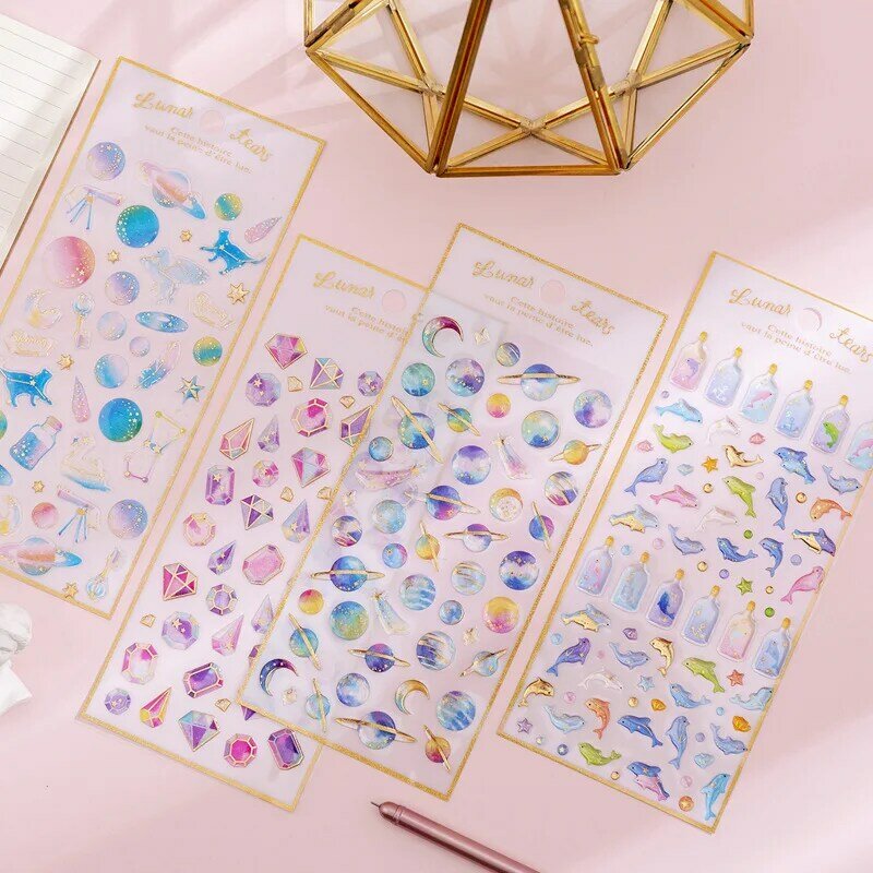 Coreano ins magic planet cristal epóxi transparente mão conta diário criativo kawaii decoração adesivos estudante diy plano material