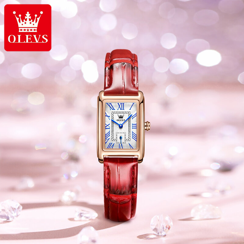 OLEVS-relojes de moda con correa de PU para mujer, de cuarzo, resistentes al agua, cuadrados, rectangulares, de lujo