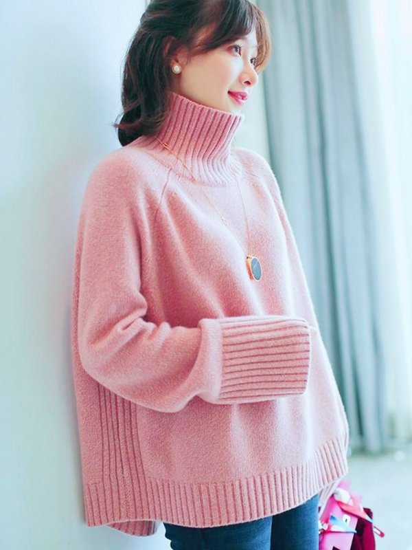 한국 스타일 터틀넥 니트 풀오버 스웨터 여성용, 느슨한, 한국 스타일, 2022 년 가을/겨울 패션