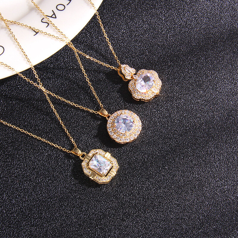 Collier en zircon naturel pour femmes, pendentif de couleur, en acier titane, chaîne de cou, pas de rouille, bijoux dorés, cadeau pour filles
