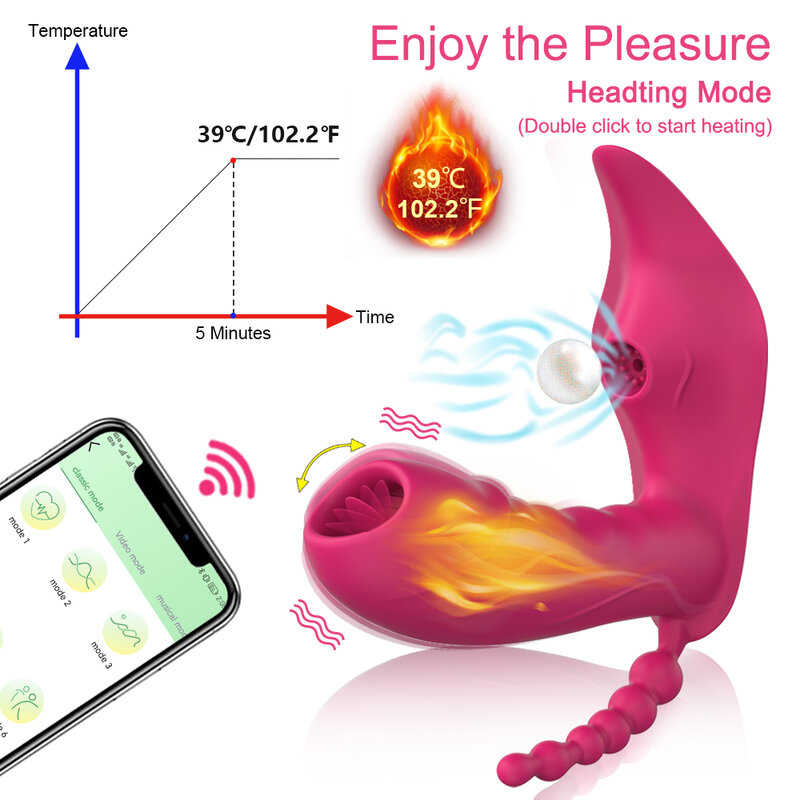Mainan Seks Vakum Vibrator Dildo Bluetooth Wanita untuk Wanita Aplikasi Nirkabel Celana Dalam Getar Remote Control Mainan untuk Pasangan Dewasa 18